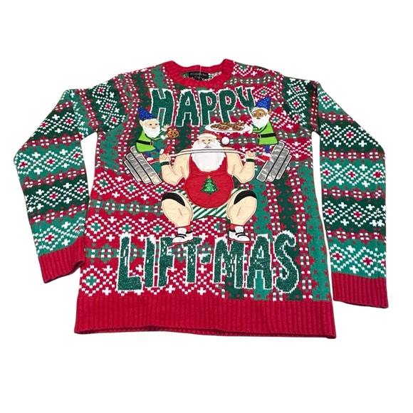 Blizzard Bay “Happy Liftmas” Ugly Christmas men’s festive Sweater size small - Picture 3 of 11